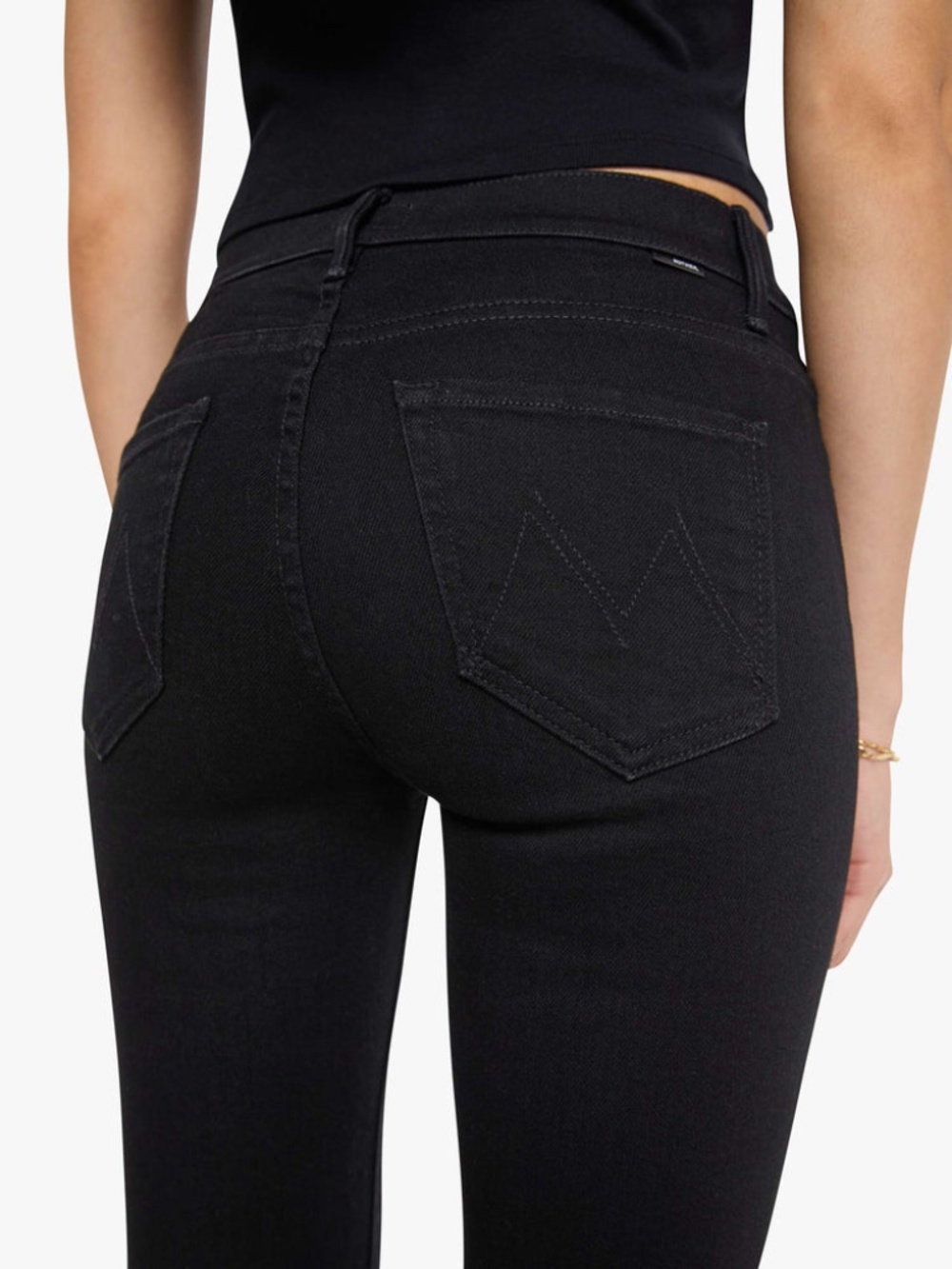 Mother the weekender nighty night black bell bottom flare jeans